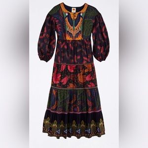 farm rio mixed rainbow birds embroidered maxi